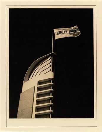 (WORLDS FAIRS) Binder with 40 historic photographs of the New York Worlds Fair in 1939, with multiple views of the Trylon and Perisph